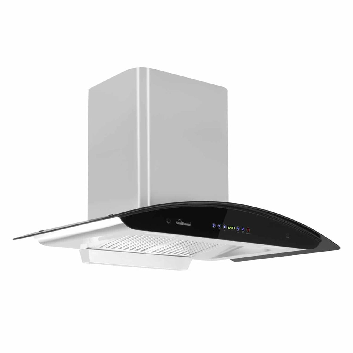 SUNFLAME 90cm 1100 m3/hr Auto Clean Chimney (CH Rapid 90 DX, 2 Baffle, Touch Control, Steel/Grey)