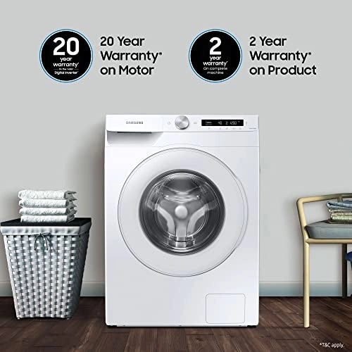Samsung 8 Kg 5 Star Inverter, Hygiene Steam Fully-Automatic Front Loading Washing Machine (WW80T4040CE1TL, White)