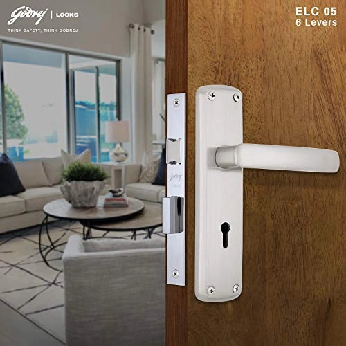 GODREJ DOOR LOCKS COMBIPACK WITH 6 LEVER MORTISE LOCK ELC 05 Satin(6647)