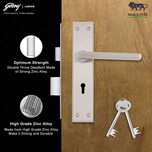 Godrej Matiz 6 Levers Door Handle with Lock Set (Satin Steel)