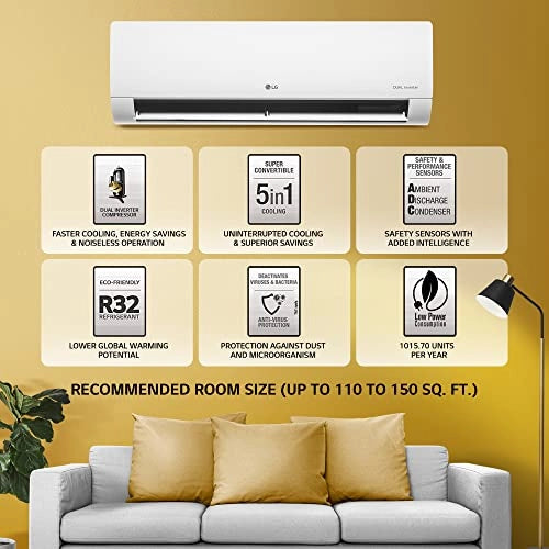 LG 1.5 Ton 3 Star Hot &amp; Cold DUAL Inverter Split AC (Copper, Super Convertible 5-in-1 Cooling, 4 Way Swing &amp; Anti Allergic Filter, 2022 Model, PS-H19VNXF, White)