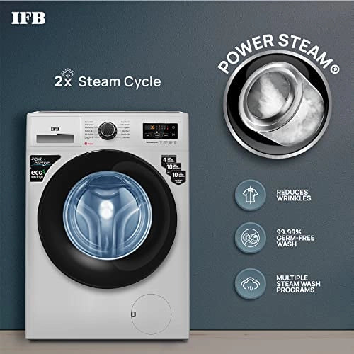 IFB 7 Kg 5 Star Front Load Washing Machine 2X Power Steam(SERENA ZSS 7010, Silver &Black, Color Protect,Hard Water Wash)