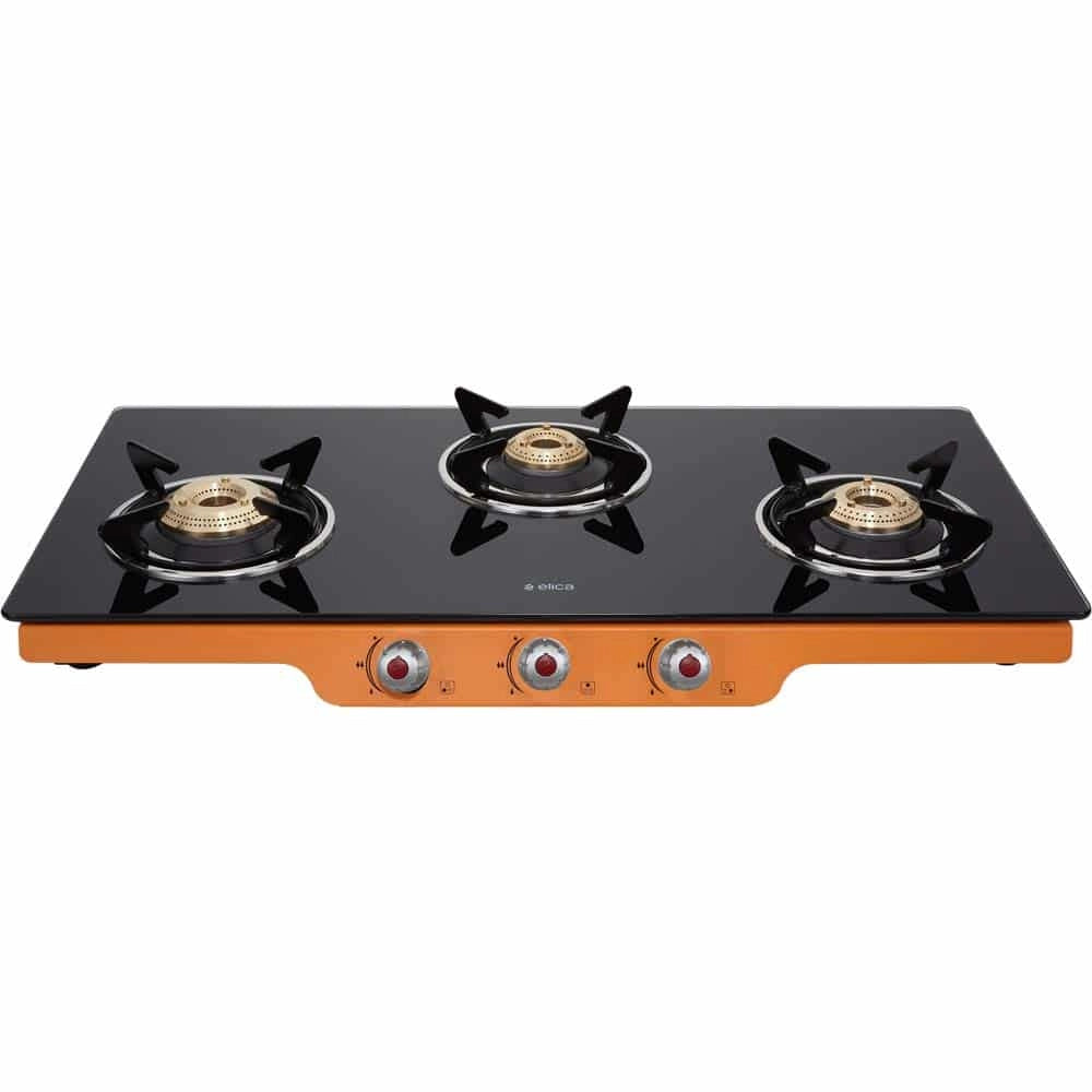 Elica Glass 3 Burner Auto Ignition Gas Stove (Patio ICT 773 ORG AI)