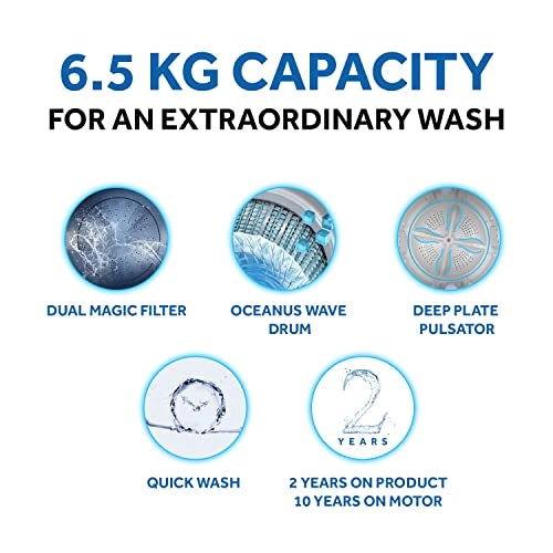 Haier HWM65-826NZP 6.5Kg Top Load Fully-Automatic Washing Machine, Moonlight Grey