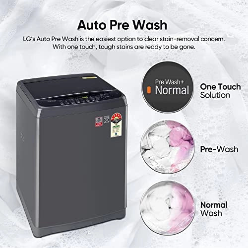 LG 10Kg 5 Star Smart Inverter Fully-Automatic Top Load Washing Machine (T10SJMB1Z, Middle Black, TurboDrum | Jet Spray+)