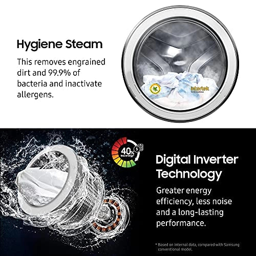 Samsung 6.0 Kg Inverter 5 star Fully-Automatic Front Loading Washing Machine (WW60R20GLSS/TL, Silver, Hygiene steam)
