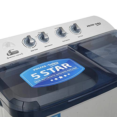 Voltas Beko 7 kg Semi-Automatic Top Loading Washing Machine, Double Waterfall (WTT70DBLT, Sky Blue)
