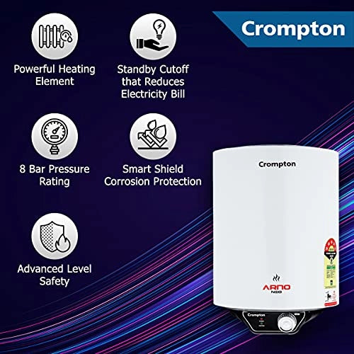 Crompton Arno Neo 10-L 5 Star Rated Storage Water Heater with Advanced 3 Level Safety (White)