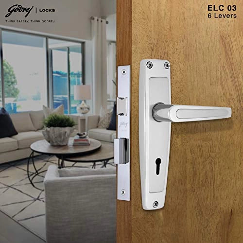 GODREJ DOOR LOCKS COMBIPACK WITH 6 LEVER MORTISE LOCK ELC 03 Satin (7031)