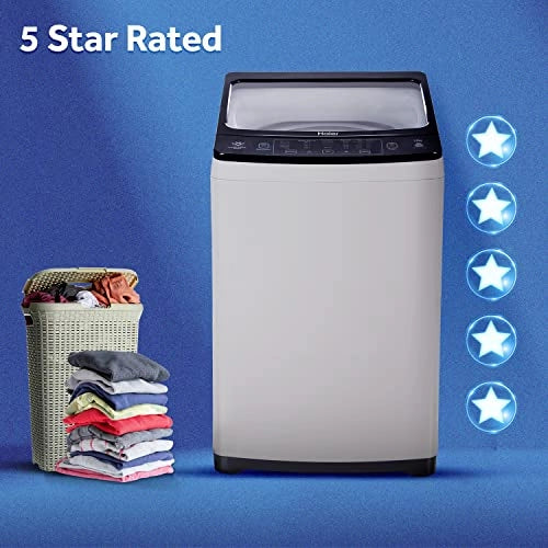 Haier HWM70-826NZP 7 Kg Fully-Automatic Top Loading Washing Machine, Dual Magic Filter ( Moonlight Grey, Quick Wash)