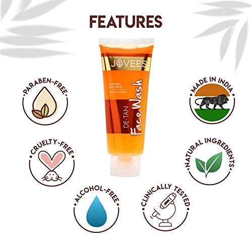 Jovees Herbal De-Tan Face Wash For Tan Removal All Skin Types 120 ML (Pack of 2)