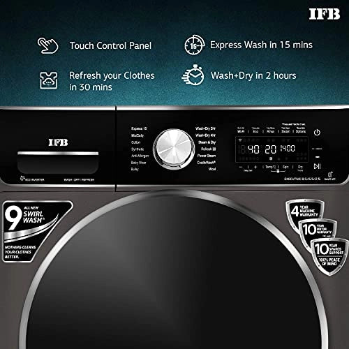 IFB Laundrimagic 3-in-1 8.5 Kg/6.5 Kg/2.5 Kg Inverter Washer Dryer Refresh (Executive ZXM, Mocha)
