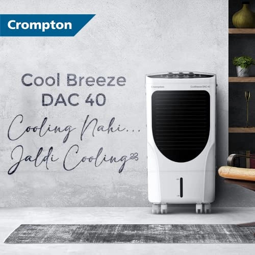 Crompton Cool Breeze DAC Desert Air Cooler- 40L; with Honeycomb pads; White & Black, ACGC-CBDAC40