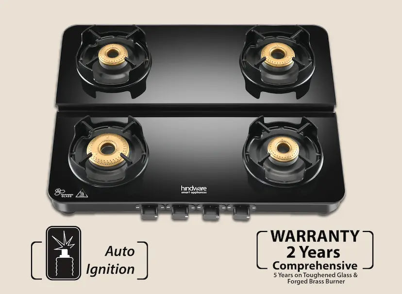 Hindware Imelda 90GRY BLDC Chimney + Alverio DPLX 4B Manual Gas Cooktop Combo