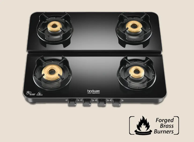 Hindware Imelda 90GRY BLDC Chimney + Alverio DPLX 4B Manual Gas Cooktop Combo