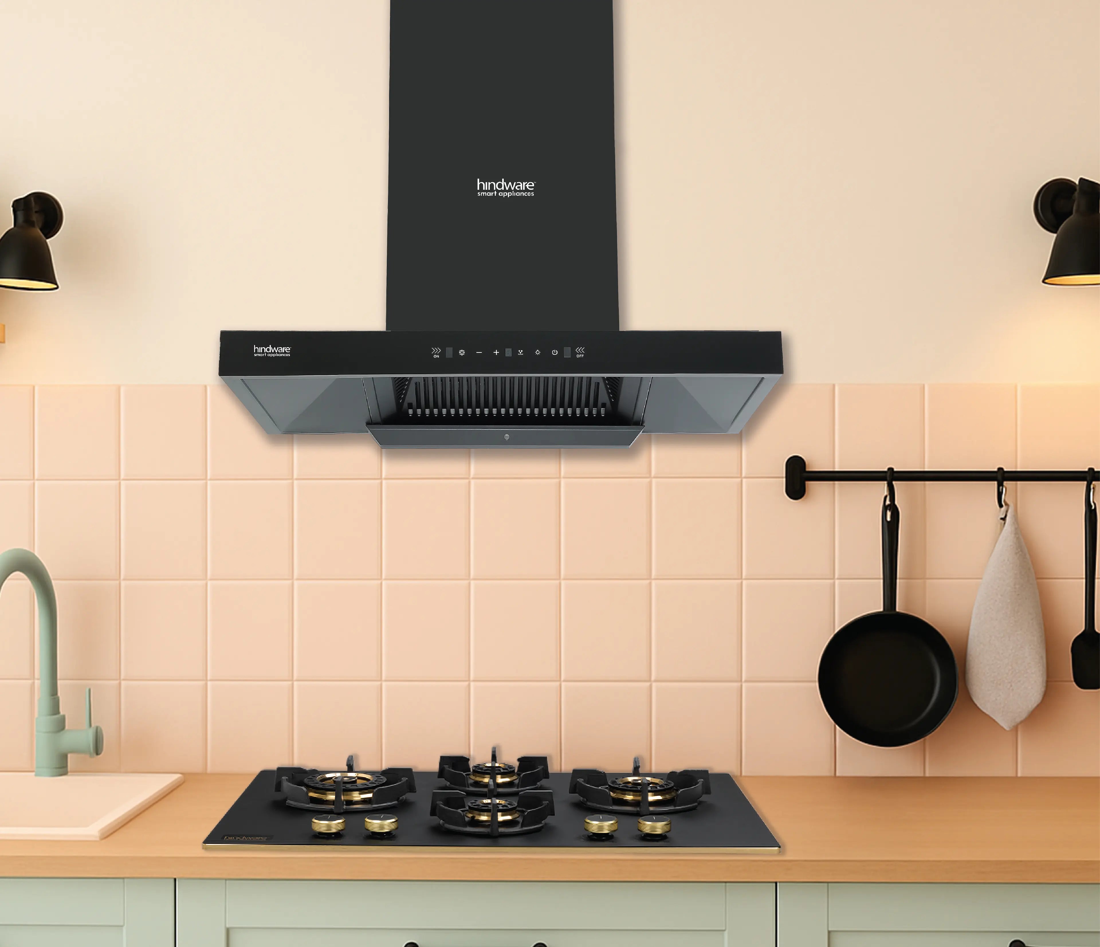 Hindware Alicia Auto Clean 75cm Wall Mount Chimney 1200 m³/hr