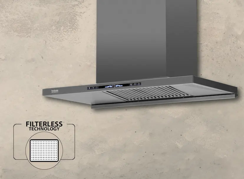 Hindware Imelda 90GRY BLDC Chimney + Alverio DPLX 4B Manual Gas Cooktop Combo