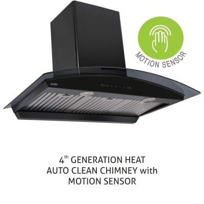 Glen Auto Clean Chimney 6066 Black Motion Sensor 90 cm 1200 m3h