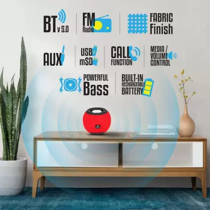 ZEBRONICS ZEB-BELLOW 40 8 W Bluetooth Speaker  (Red, Stereo Channel)