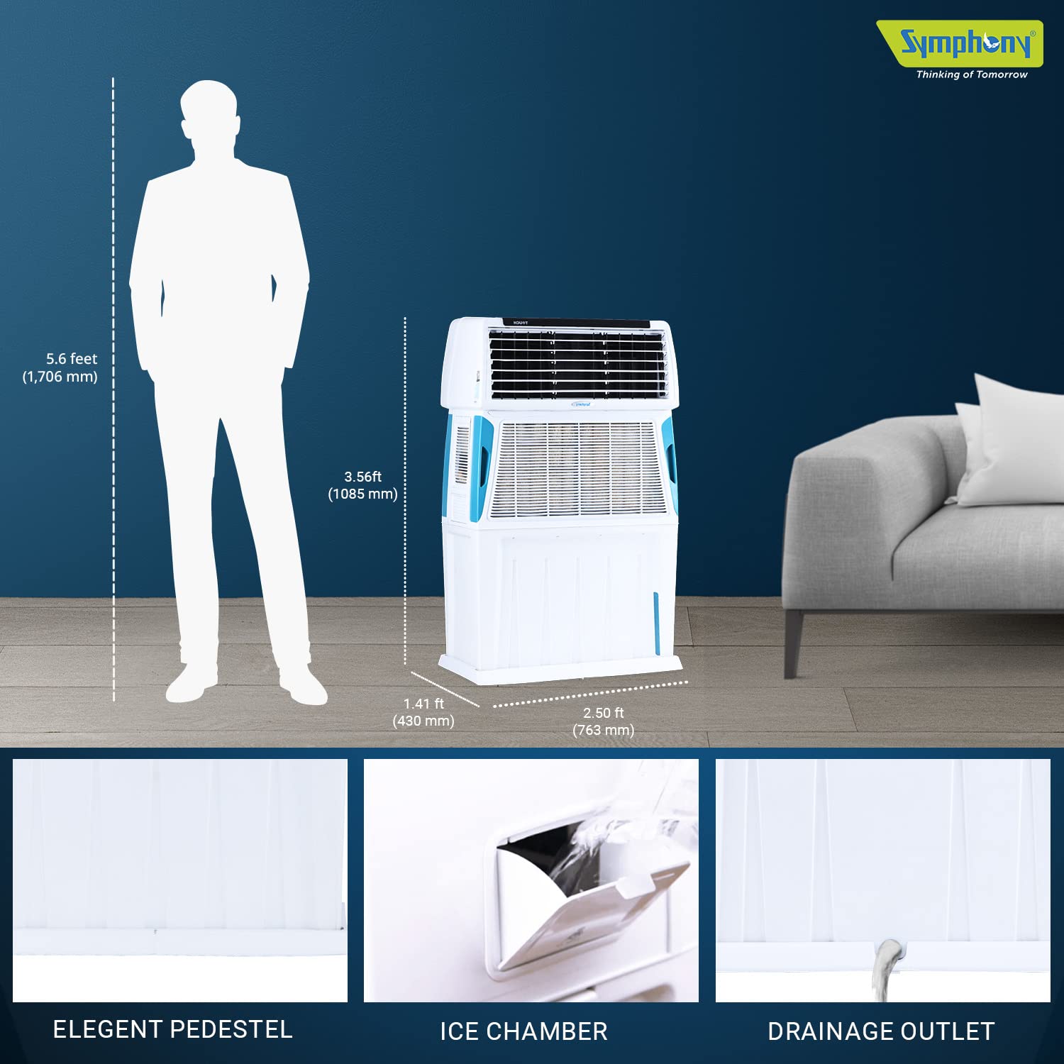 Symphony Touch 80 Personal Air Cooler ‎80 Litres White With i-Pure Technology
