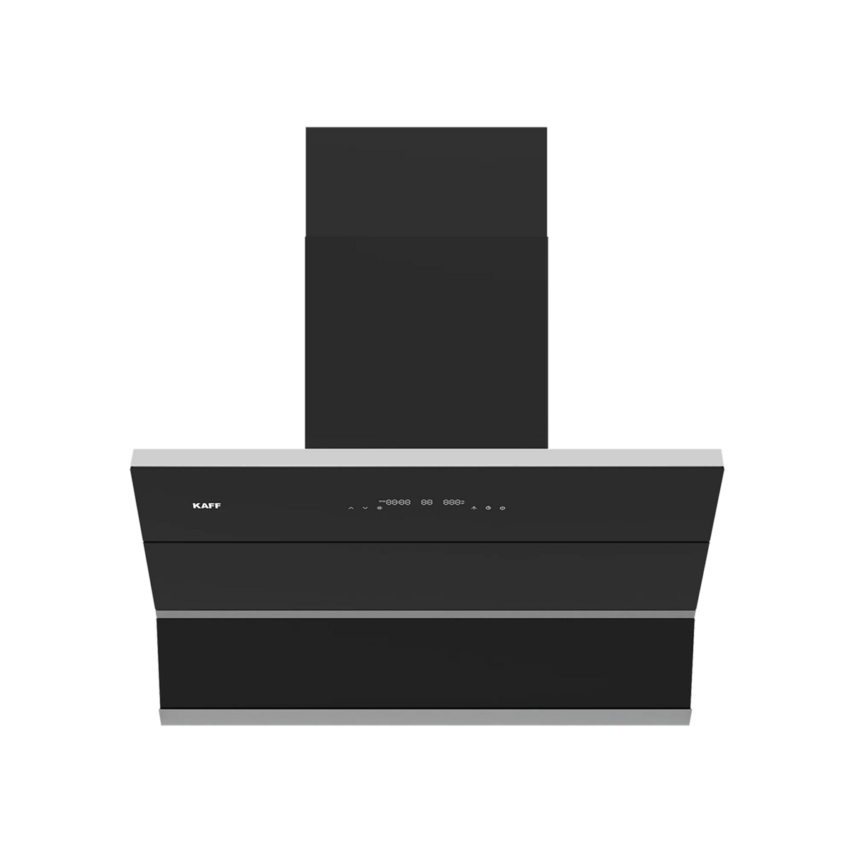 Kaff FALCON DX 90 kitchen chimney front view with black glass panel and touch controls