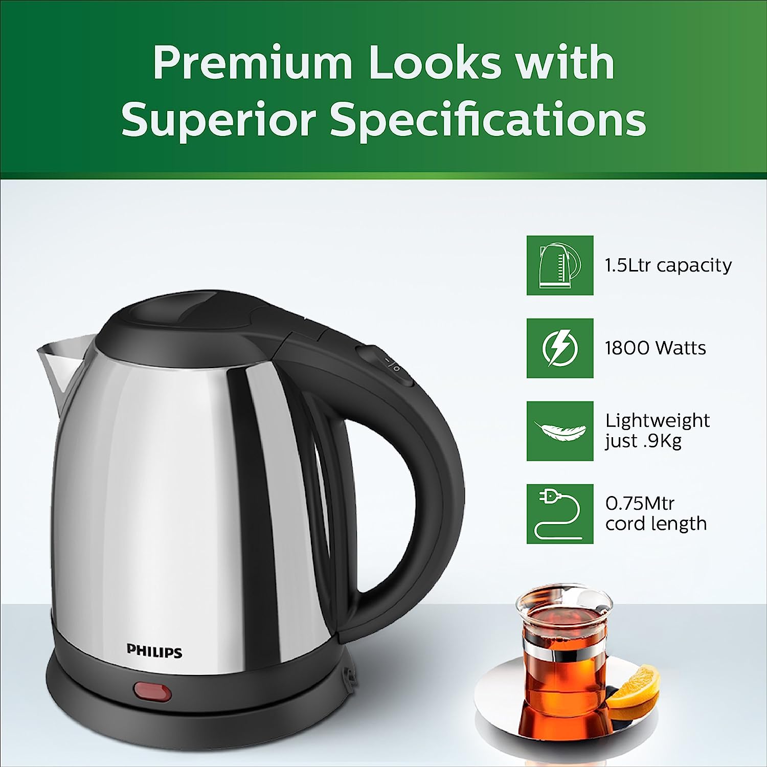 फिलिप्स केटल 1.5L भारतीय संस्करण - HD9306/06 
