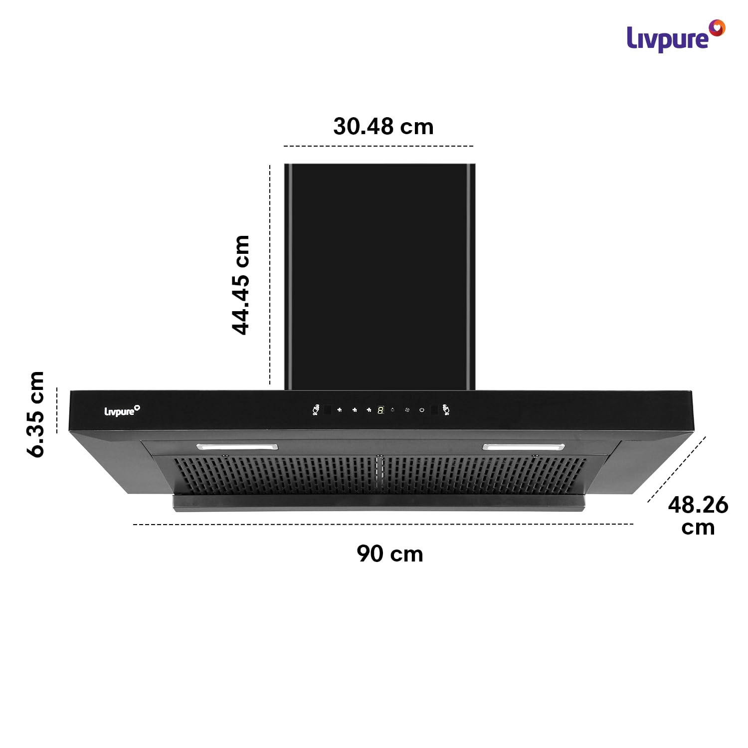 லிவ்ப்யூர் ஃபீனிக்ஸ் 90 1400 மீ3/மணி டி-ஷேப் || ஃபில்டர்லெஸ் ஆட்டோ கிளீன் கிச்சன் சிம்னி வித் ஆயில் கலெக்டர் || மோட்டாருக்கு 10 வருட உத்தரவாதம் (2 வருட விரிவான), (தொடுதல் மற்றும் சைகை கட்டுப்பாடு, கருப்பு)