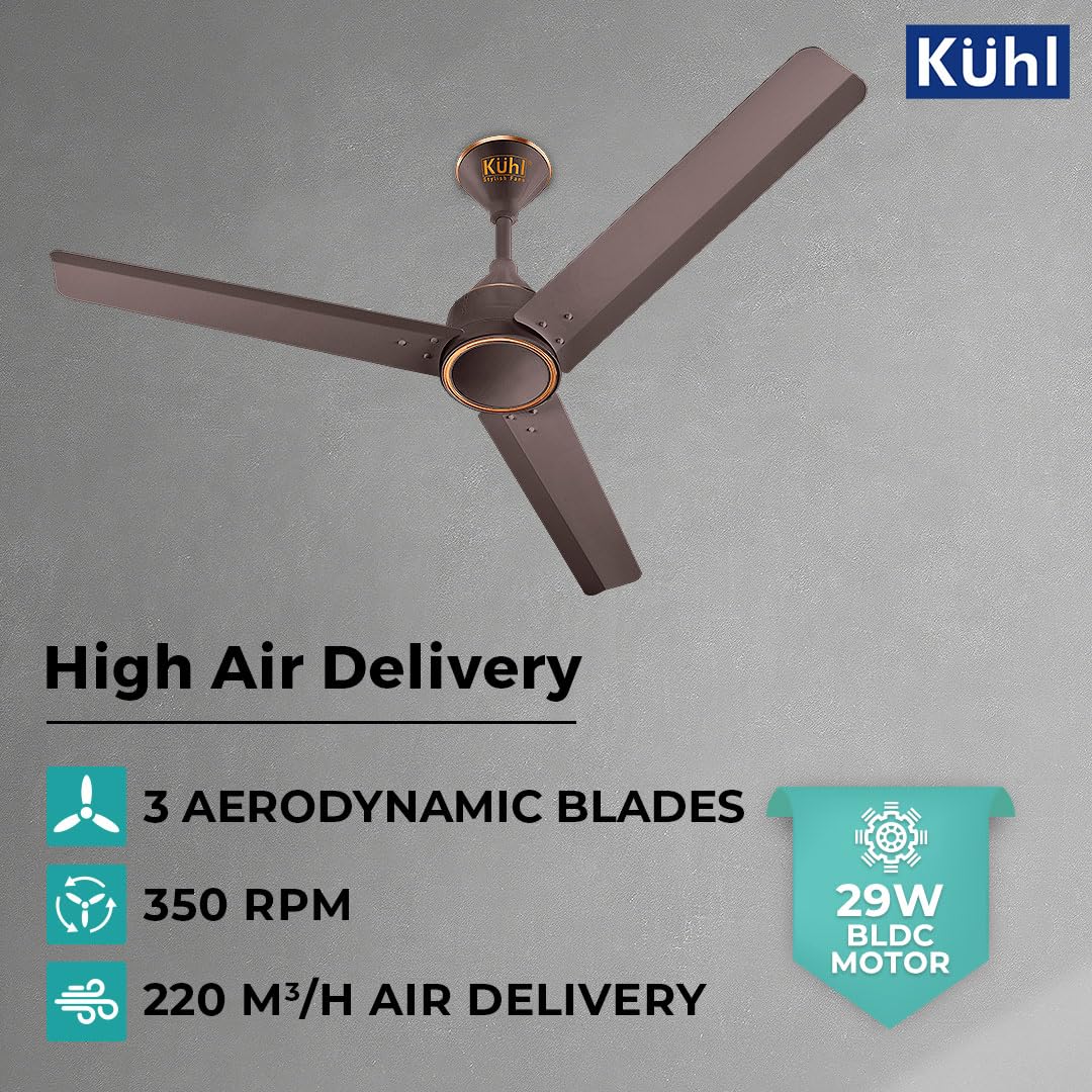 KUHL Arctis A4 1200mm Decorative Power Saving BLDC Ceiling Fan with Remote | 29W | Saves upto 65% Electricity | 5 Star | High Air Flow | Stylish Design | Espresso