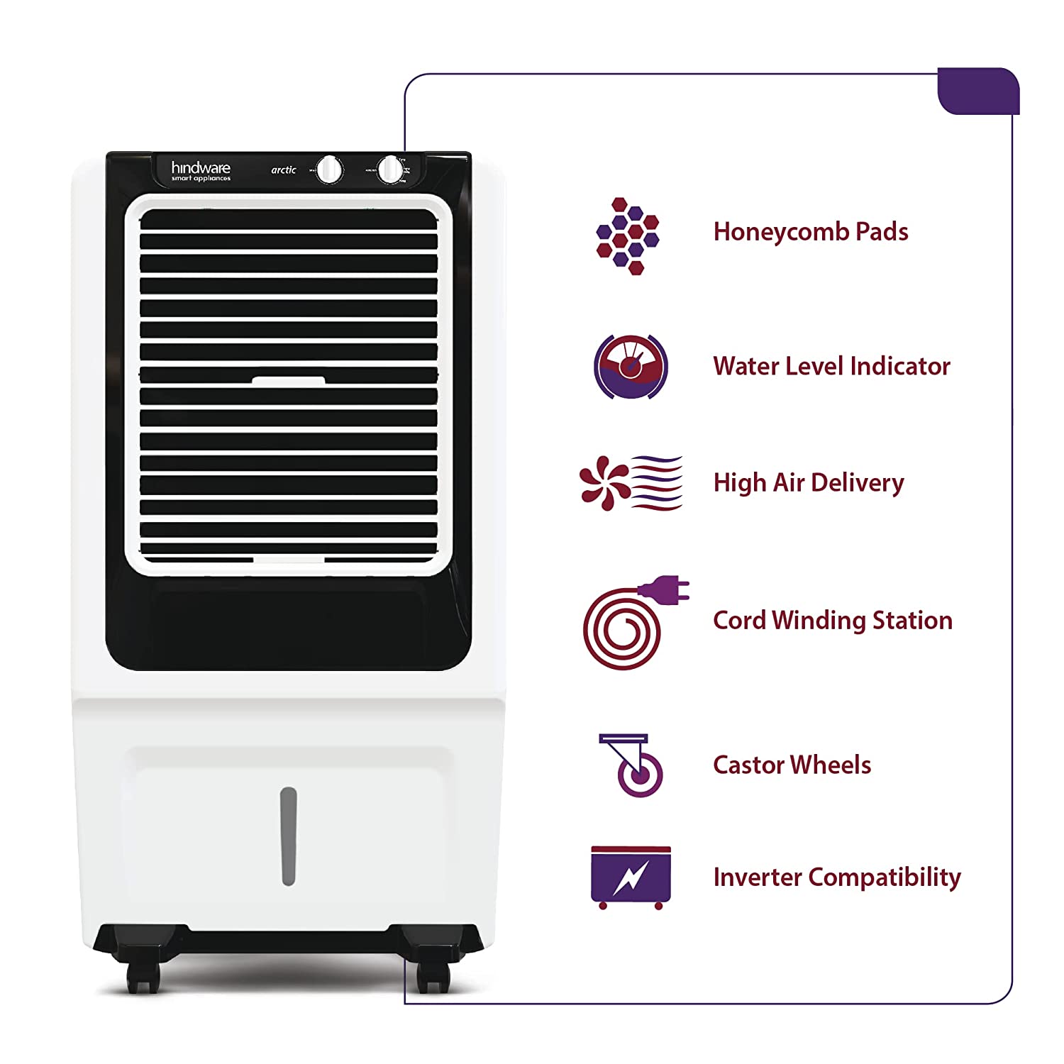 Hindware Snowcrest Arctic 90L Air Cooler Black & White