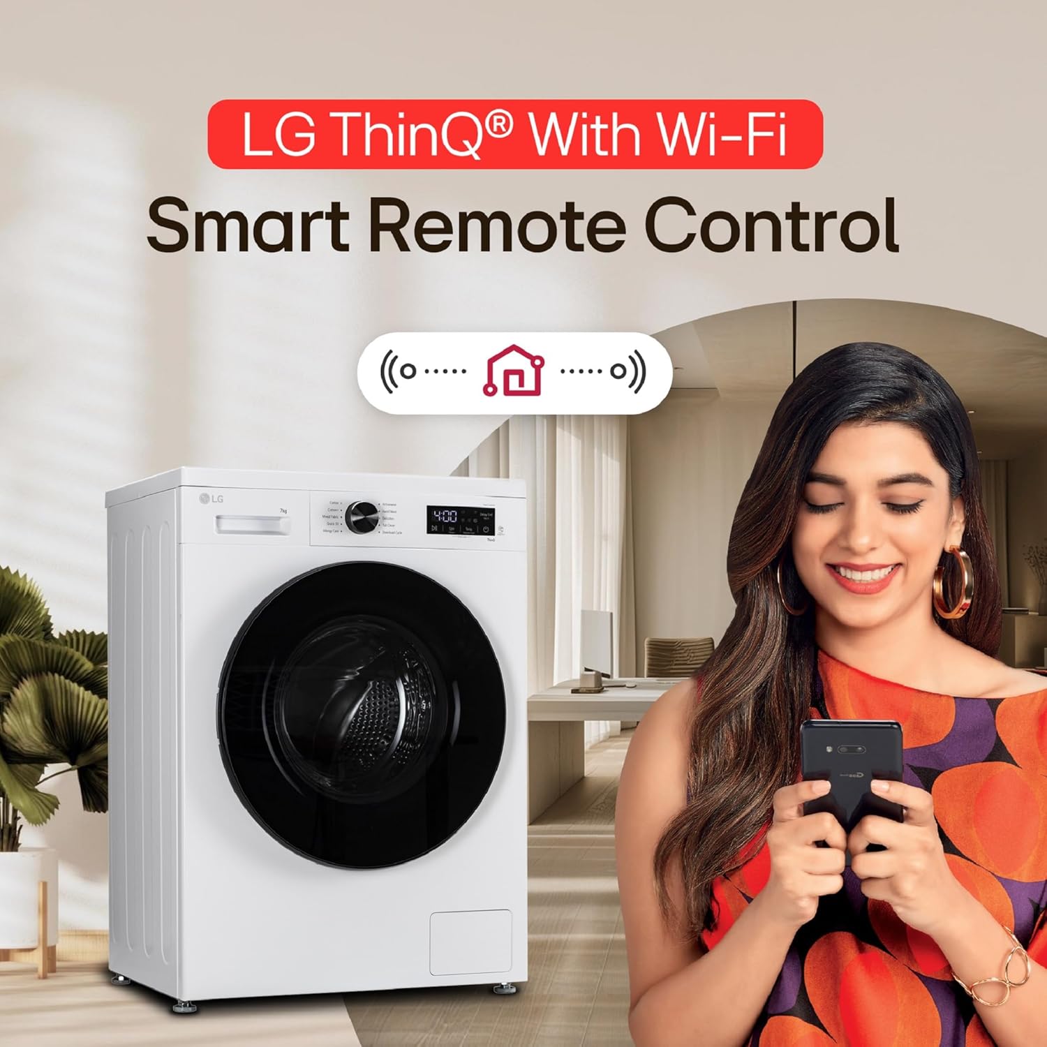 LG 7 Kg 5 Star Wi-Fi, Steam, Inverter Direct Drive Technology, 6 Motion DD, Fully-Automatic Front Load Washing Machine (FHB1207Z4W, Allergy Care, In-Built Heater, Touch Panel, Blue White)