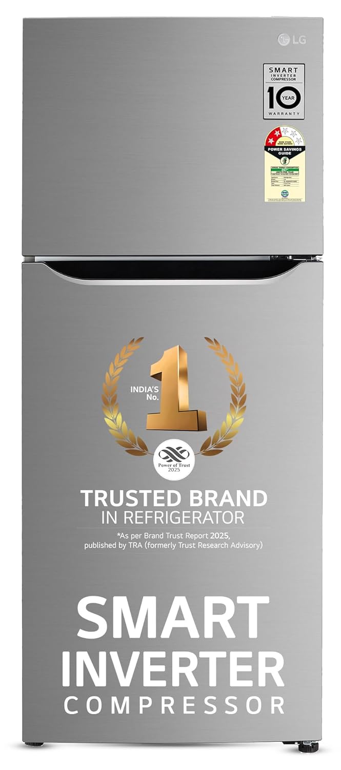 LG 242L 2 Star Smart Inverter Compressor Double Door Refrigerator (GL-N292DPZY, Shiny Steel) with Multi Air Flow and Frost-Free Technology