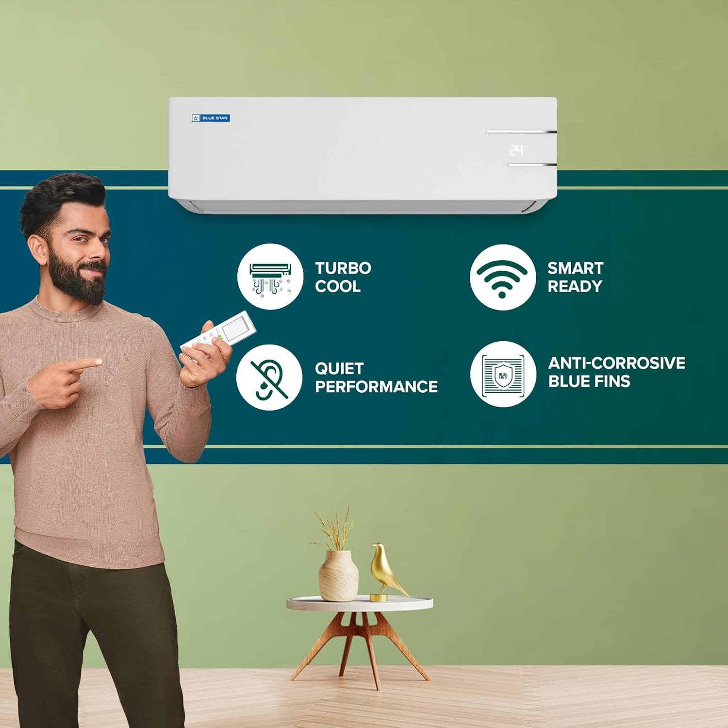 Blue Star 2T 3S Inverter Split AC (Copper, 5 Auto Defrost, Convertible)