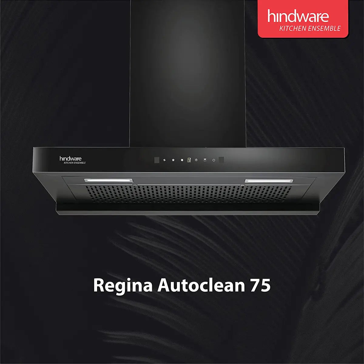 Hindware Smart Appliances Regina 75 cm, 1200 m³/hr* Stylish Filterless Auto-Clean Wall Mounted Chimney (Black)