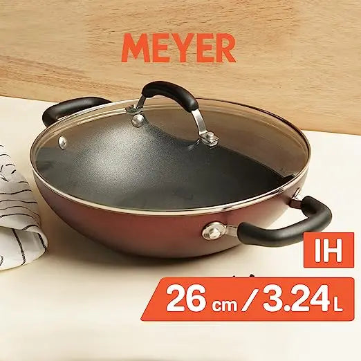 Meyer Merlot Aluminium Non-Stick Covered Kadai Gas and Induction Base 11672 26cm Purple