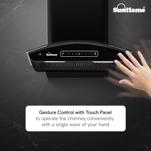 Sunflame Lamia 60 FL HAC TC Filterless Auto-Clean Kitchen Chimney | 60cm | 1400 m³/h High Suction Capacity | Gesture Control with Touch Panel |1-Year Comprehensive & 5-Year Motor Coverage