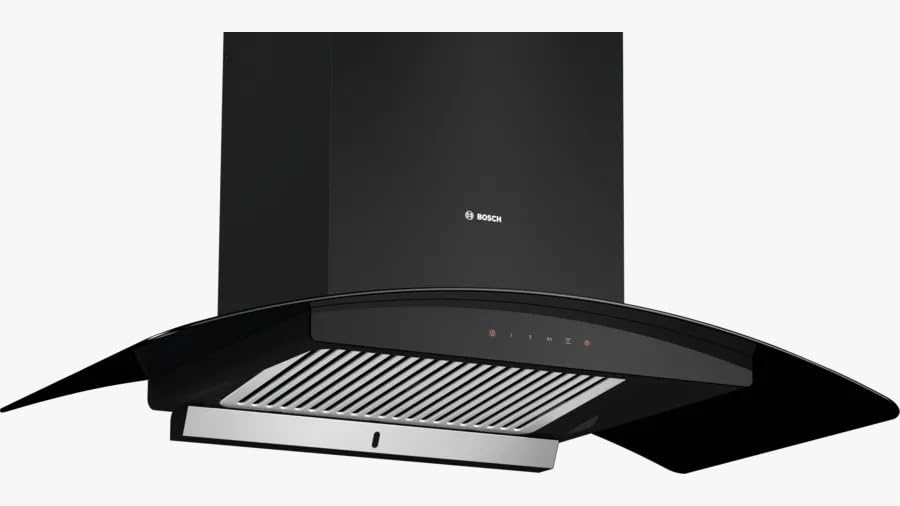 Bosch 90 cm Self Clean Technology glass Kitchen Chimney (HOOD DWHA98G60I, Oil collector Filter technology, Touch Control, Black) (DWHA98G60I)