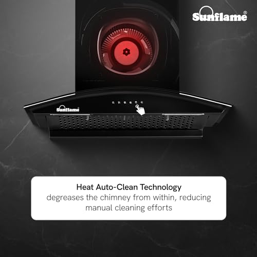 Sunflame Lamia 60 FL HAC Filterless Auto-Clean Kitchen Chimney| 60 cm | 1200 m³/h High Suction | Push Button Control| 1-Year Comprehensive and 5-Year Motor Coverage