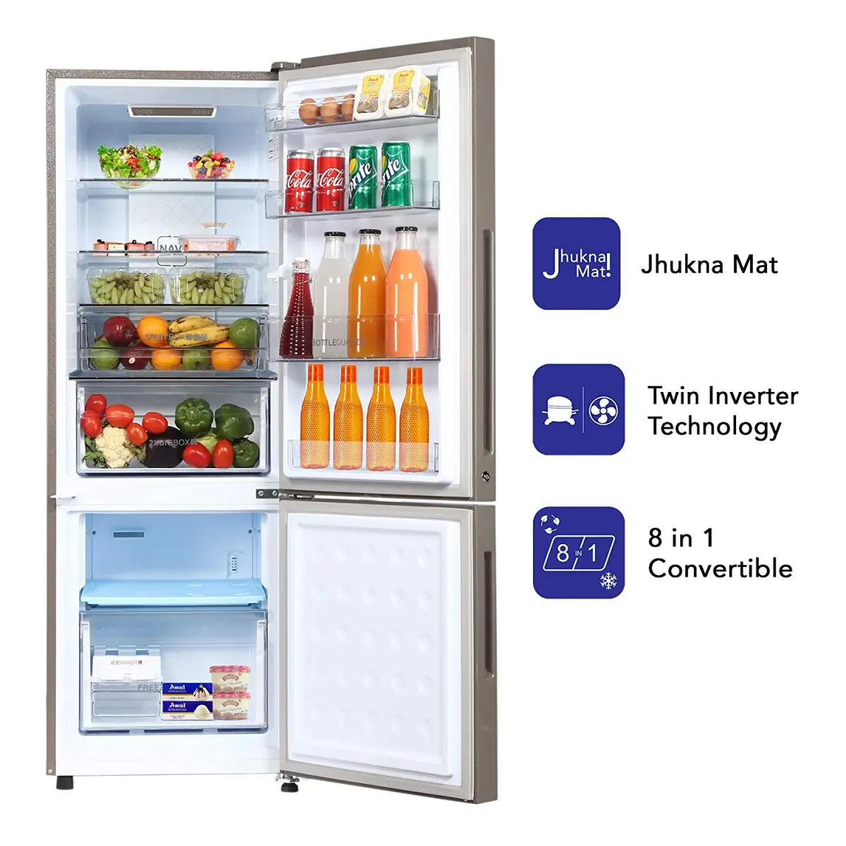 Haier 256 L 3 Star Inverter Frost-Free Double Door Refrigerator (HRB-2764PMG-E, Mirror glass,Convertible)