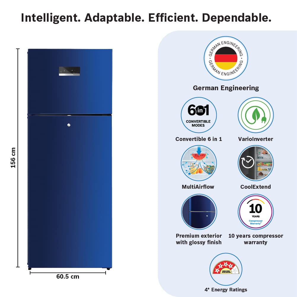 Bosch Max Convert 263L Inverter Frost Free Refrigerator (CTC27BT4NI, Convertible, Egyptian Blue, 2022 Model)