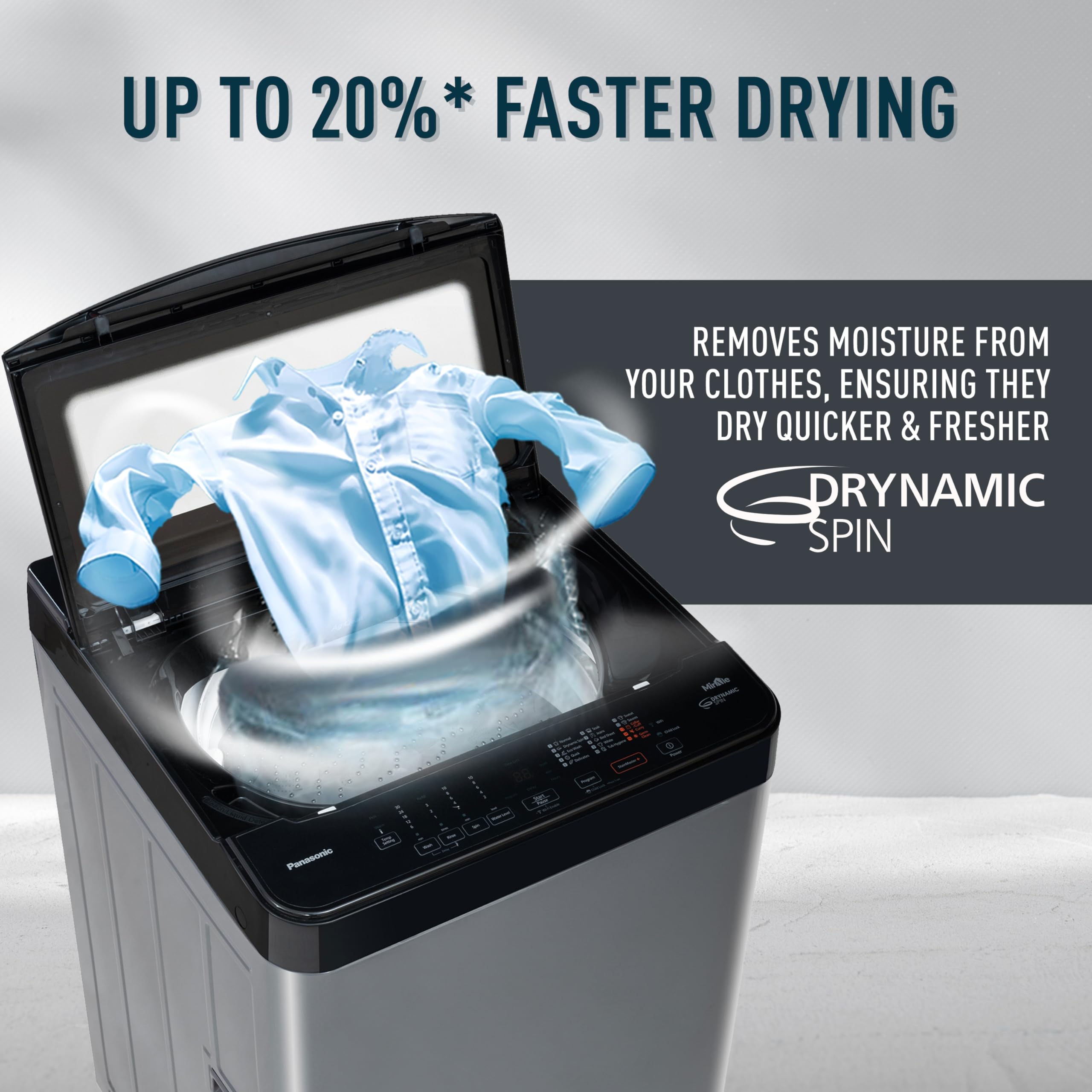 Panasonic 8 Kg Wifi Fully-Automatic Top Loading Smart Washing Machine (NA-F80CH3CRB, Charcoal Inox Grey, 2024 Model, Drynamic Spin)