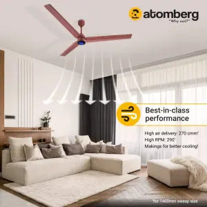 atomberg Renesa 1400mm 32W BLDC motor Energy Saving Ceiling Fan with Remote Control (Matte Brown)