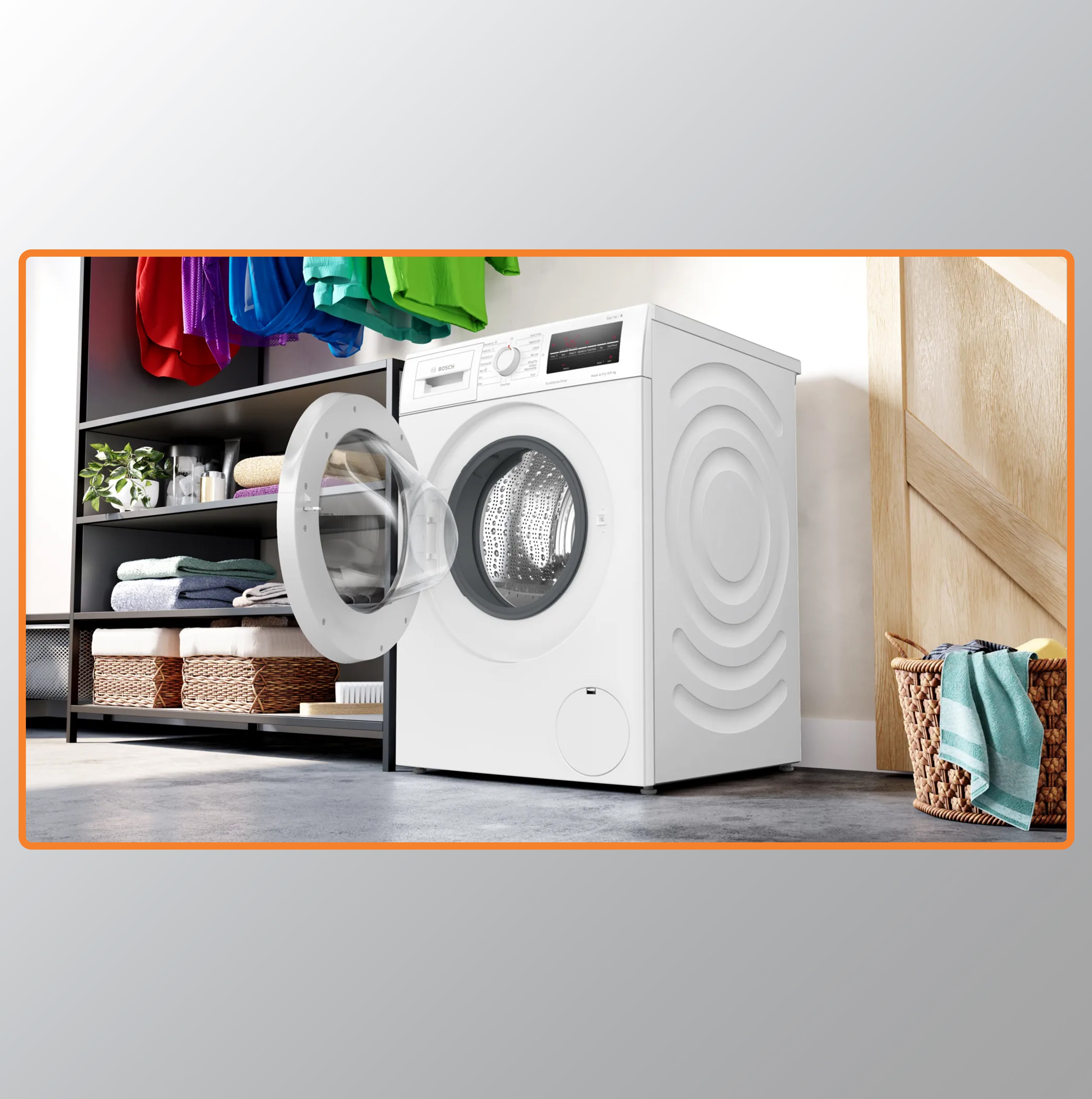 போஷ் 9 கிலோ / 6 கிலோ இன்வெர்ட்டர் ஃப்ரண்ட் லோட் வாஷர் ட்ரையர் (WNA14400IN, வெள்ளை, உள்ளமைக்கப்பட்ட ஹீட்டர் 1400 RPM)