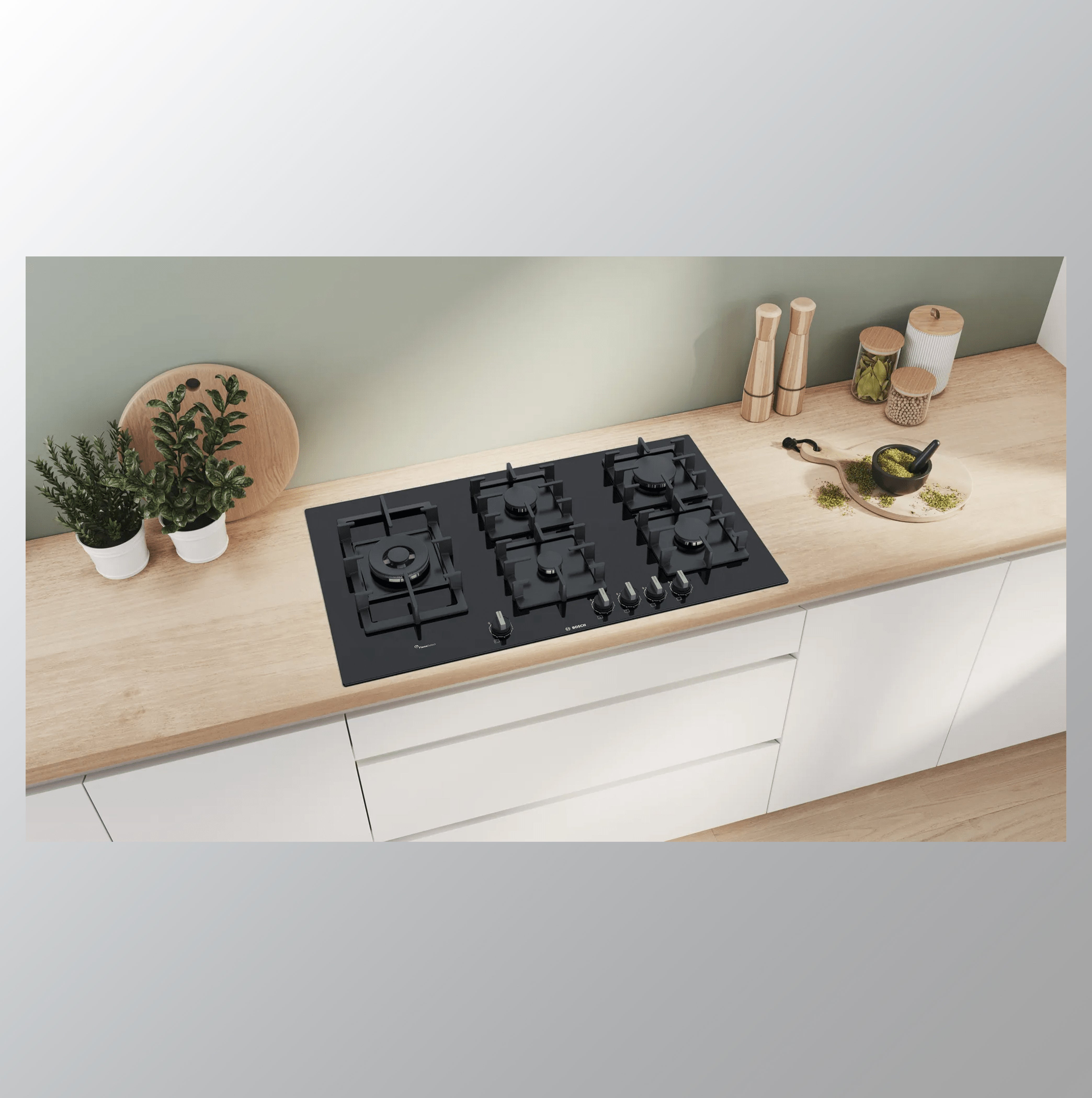Bosch Built in Gas Hob Glass Top 5 Burner Black PPS9A6B90I