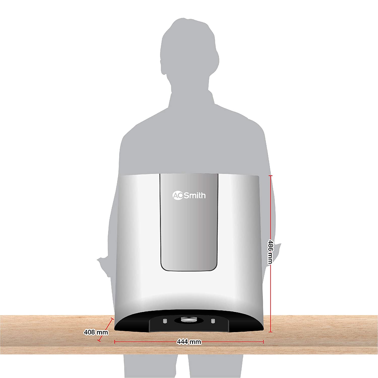 AO Smith HeatBot-SZS-025 - SILVER Storage 25 Litre Vertical Water Heater (Geyser) Silver - 4 Star