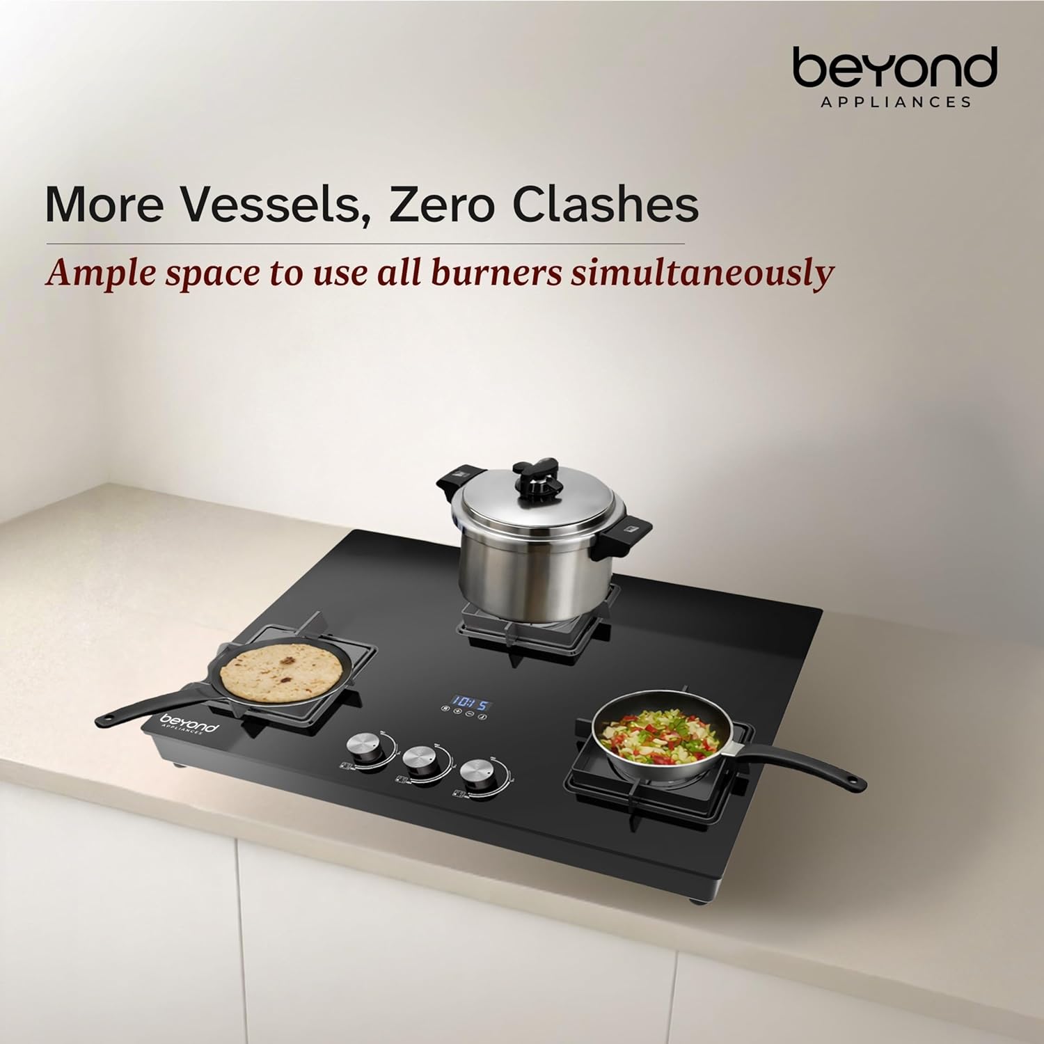 Beyond Appliances Solaria 3 Gas Stove Auto Ignition Full Brass Burner