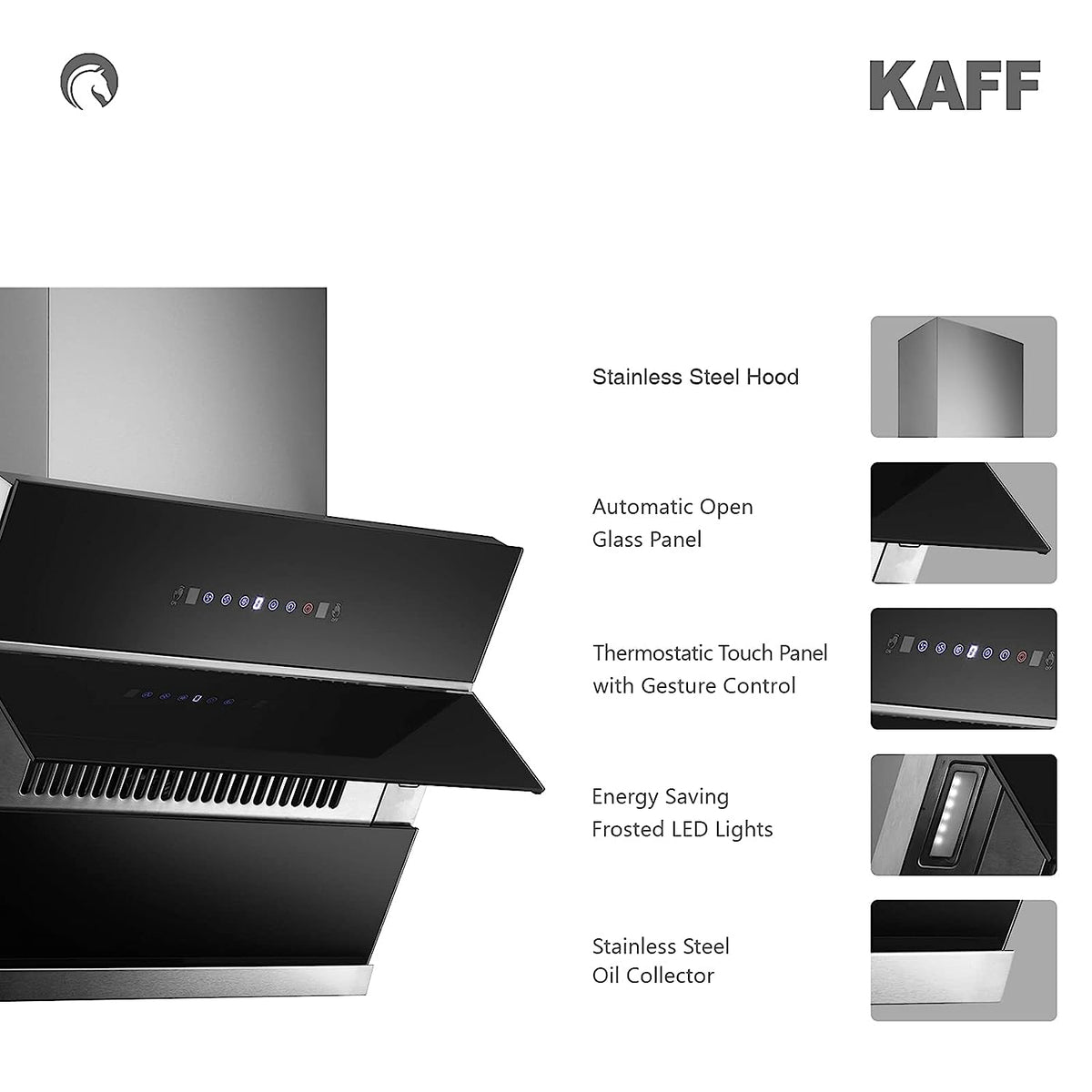Kaff NOBELO TX DHC 90 cm Copper Filterless Auto Clean Chimney