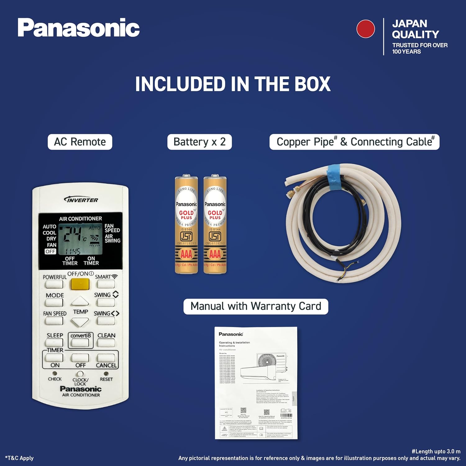 Panasonic 2.0 Ton 3 Star WiFi Inverter Smart Split AC with DustBuster Tech, Matter Enabled, AI & Higher Airflow