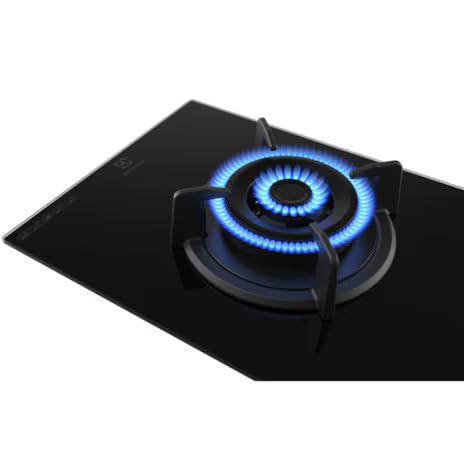 Electrolux EHG3141BC gas hob burner lit with a blue flame ring