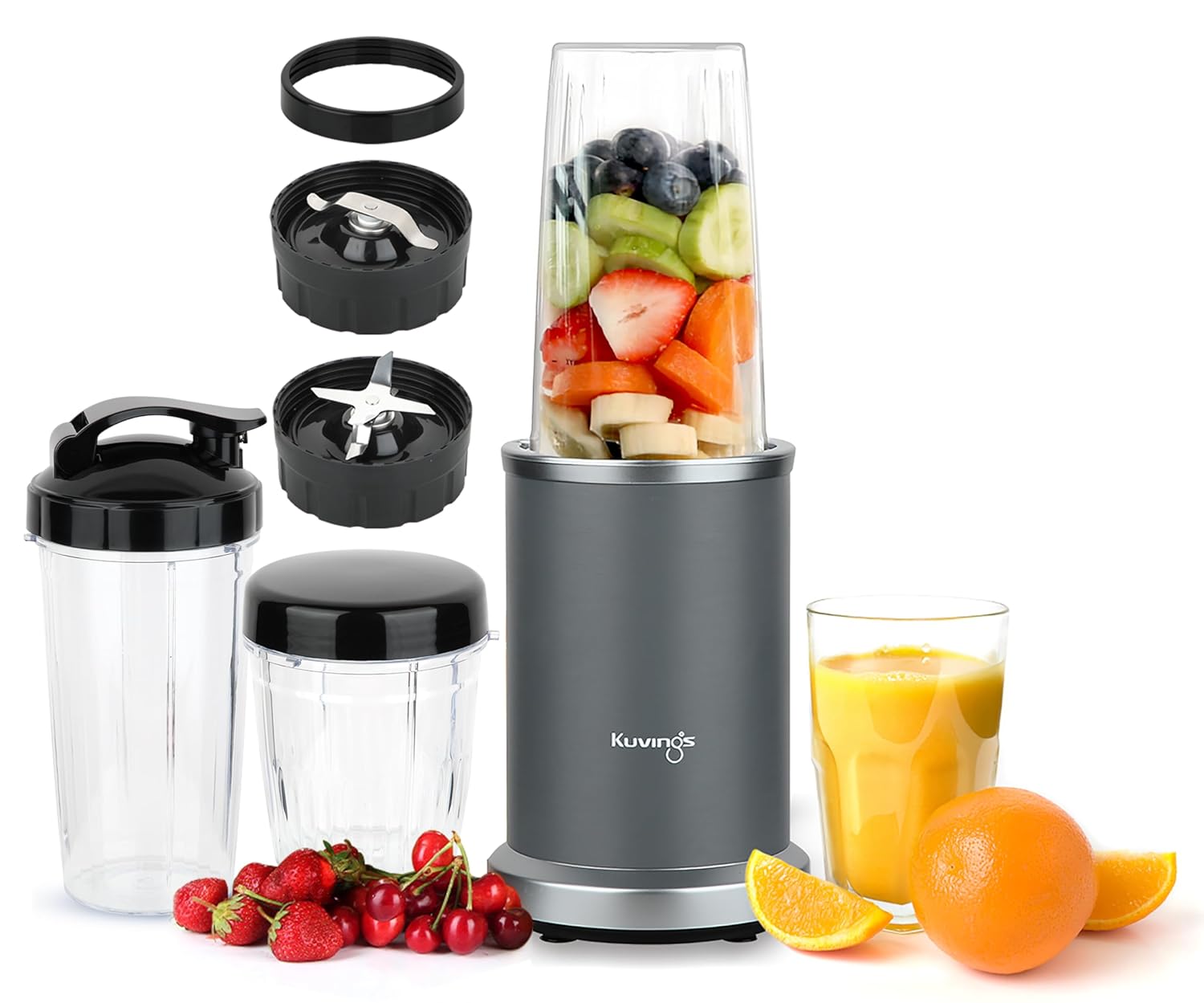 Kuvings Nutri Blender PRO 2.0 Gunmetal Grey - 1000W Motor, 2 Blades, 2 Jars, Stainless Steel - Mixer/Grinder/Smoothie Maker