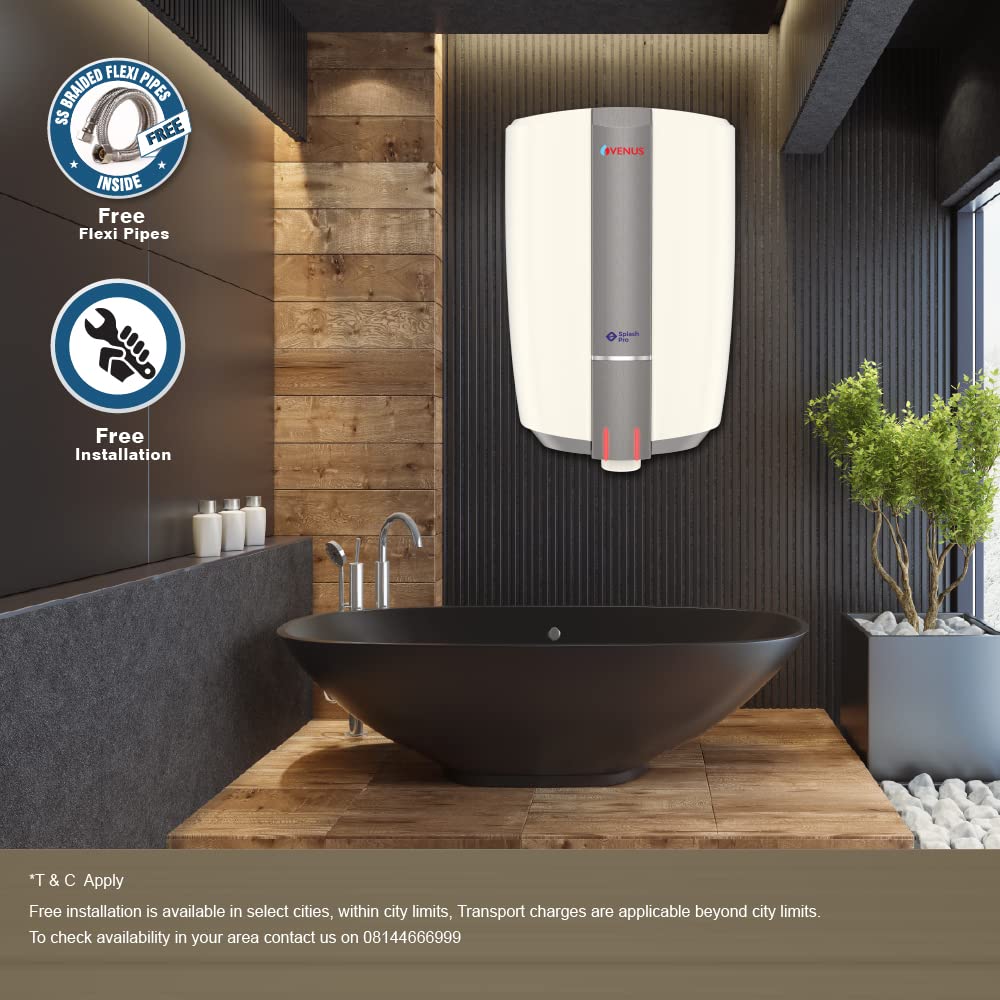 Venus Splash Pro Storage Water Heater (15 litre, Ivory/Smokey Grey)